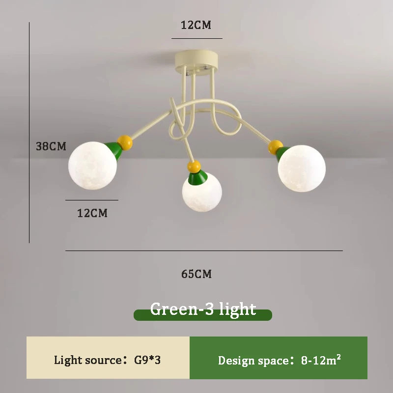 Colourful nordic chandelier for modern and simple children's room - vue 9 sur 10