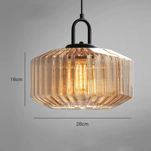 Retro glass pendant chandelier with decorative LED light - vue 5 sur 9