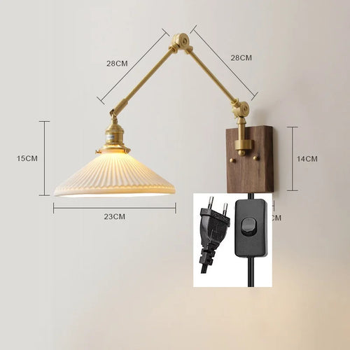 iwhd Copper swing arm LED wall light with pull chain switch - vue 17 sur 23
