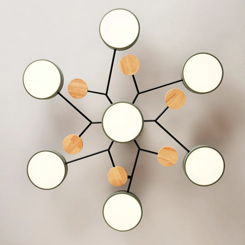Nordic style wooden LED ceiling chandelier for multiple rooms - vue 6 sur 22