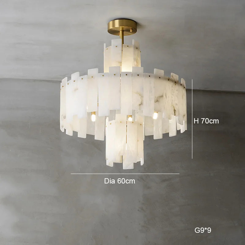 Elegant natural marble postmodern LED pendant chandelier for villa