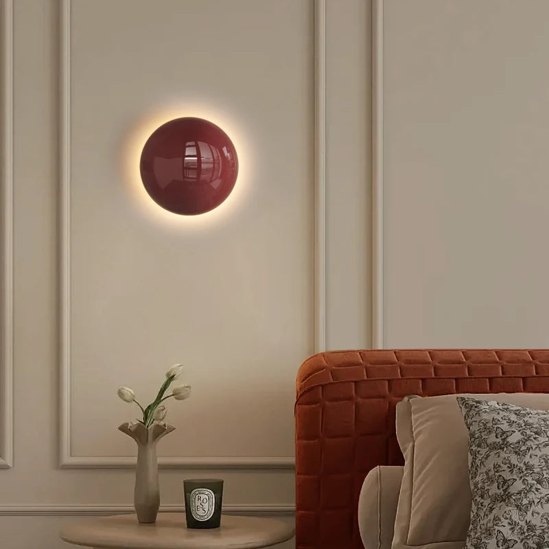 Minimalist round wall light in medieval bauhaus style