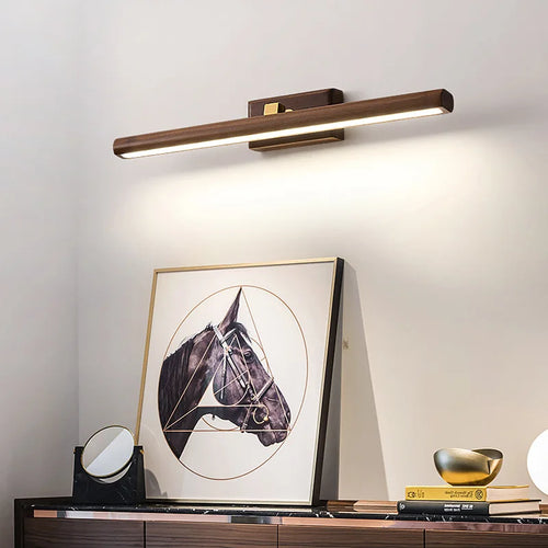 Scandinavian black walnut mirror LED wall lamp - vue 5 sur 8