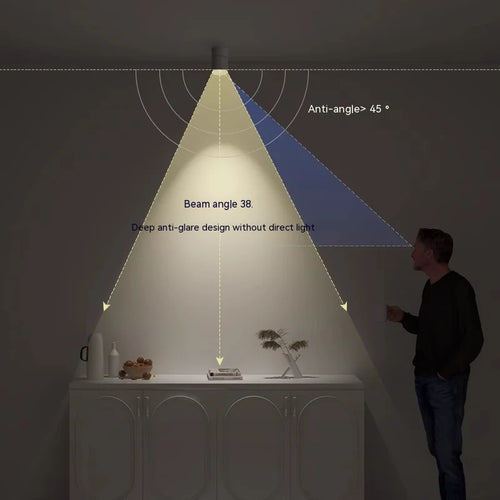 355-degree rotating spotlight with adjustable folding strip for indoor directional lighting - vue 5 sur 9