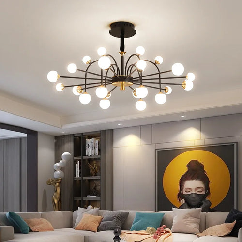 Modern simple and luxurious nordic style glass ball chandelier - vue 3 sur 13