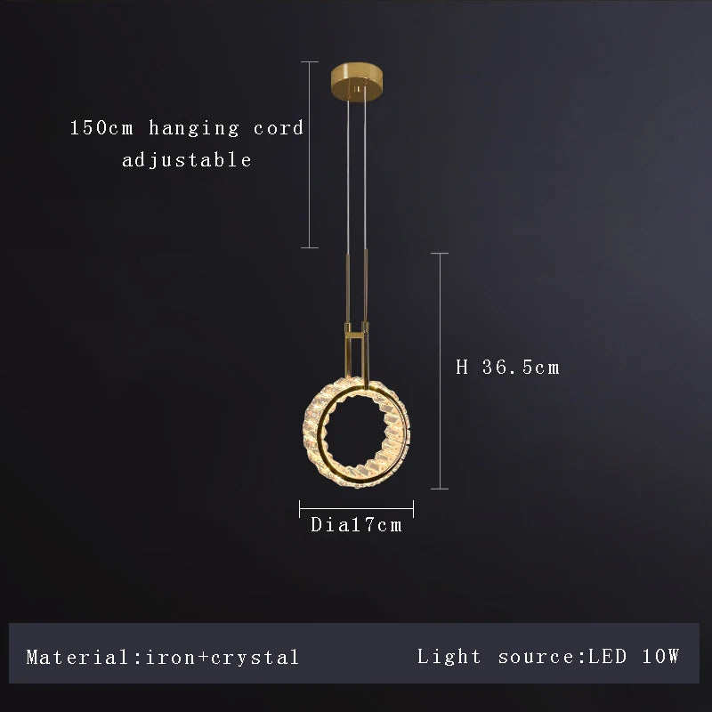 Modern round luxury crystal LED wall light