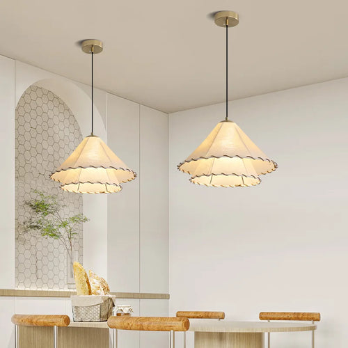 Nordic fabric pendant light wabi sabi for creative interior decor - vue 5 sur 9