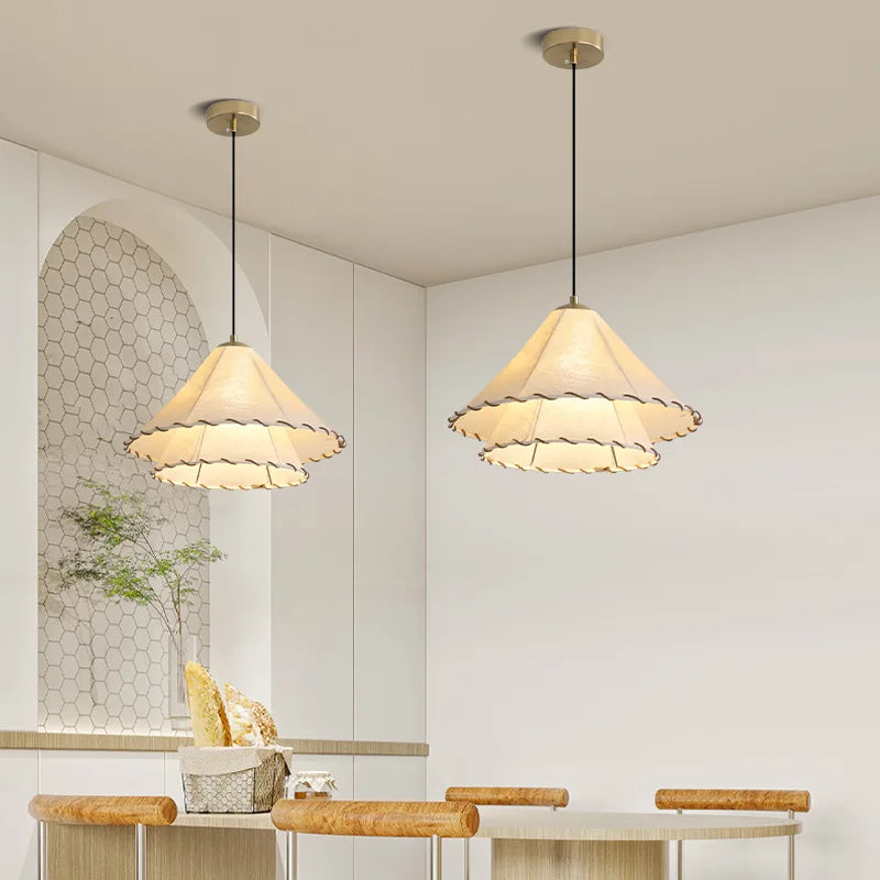 Nordic fabric pendant light wabi sabi for creative interior decor - vue 5 sur 9