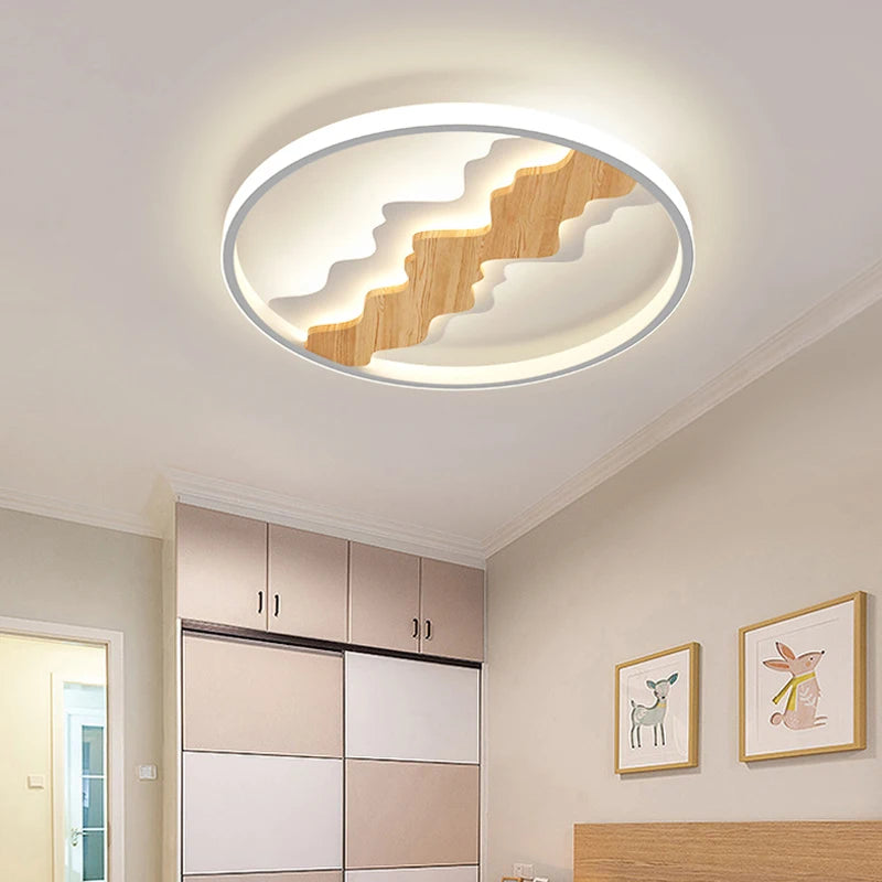 Modern minimal wood style ceiling light for the whole house - vue 4 sur 11