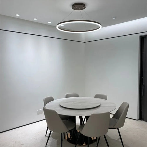 Minimalist Nordic round ring LED pendant lamps - vue 7 sur 9