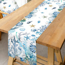 Marine life theme table runner with starfish and seahorses