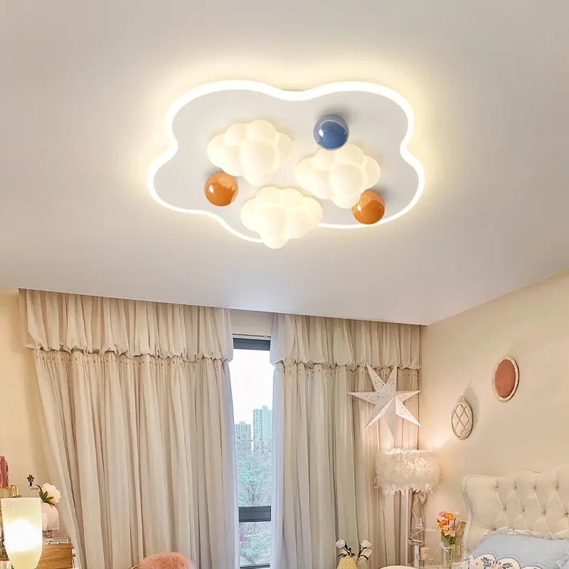 Cream cloud ceiling light for a modern and cosy children's room