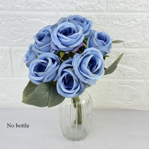 Bouquet of 10 decorative artificial silk roses for events - vue 8 sur 14
