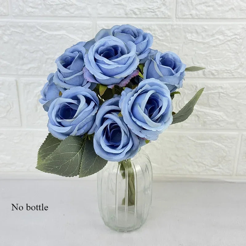 Bouquet of 10 decorative artificial silk roses for events - vue 7 sur 14