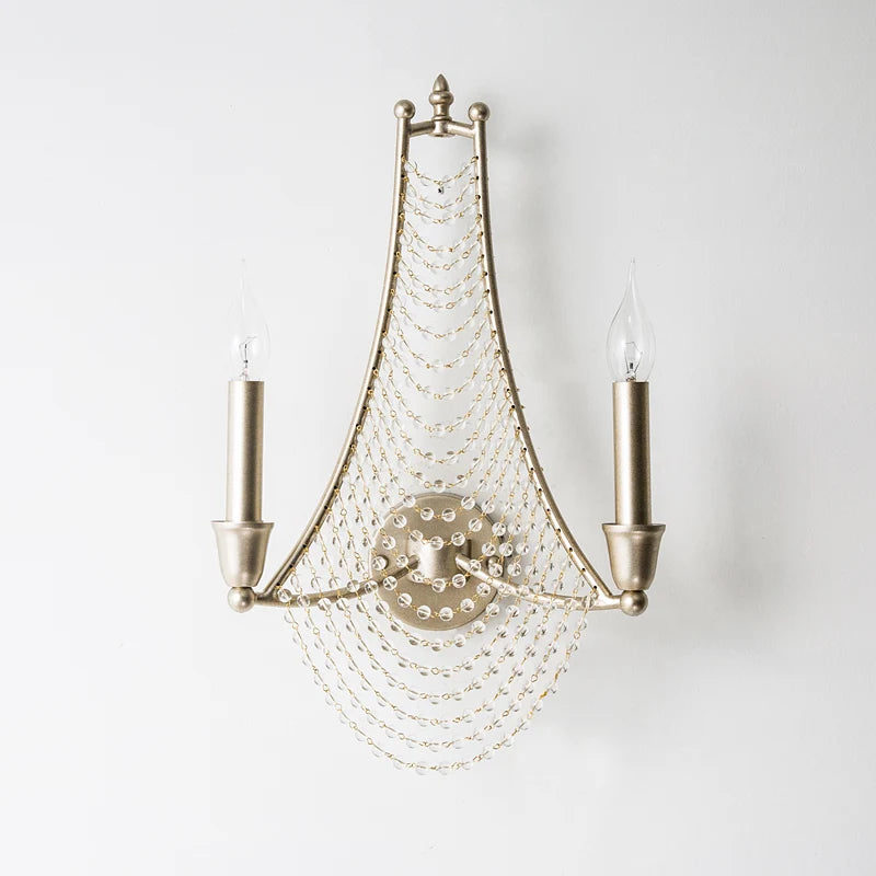 Retro decorative crystal LED candle wall light