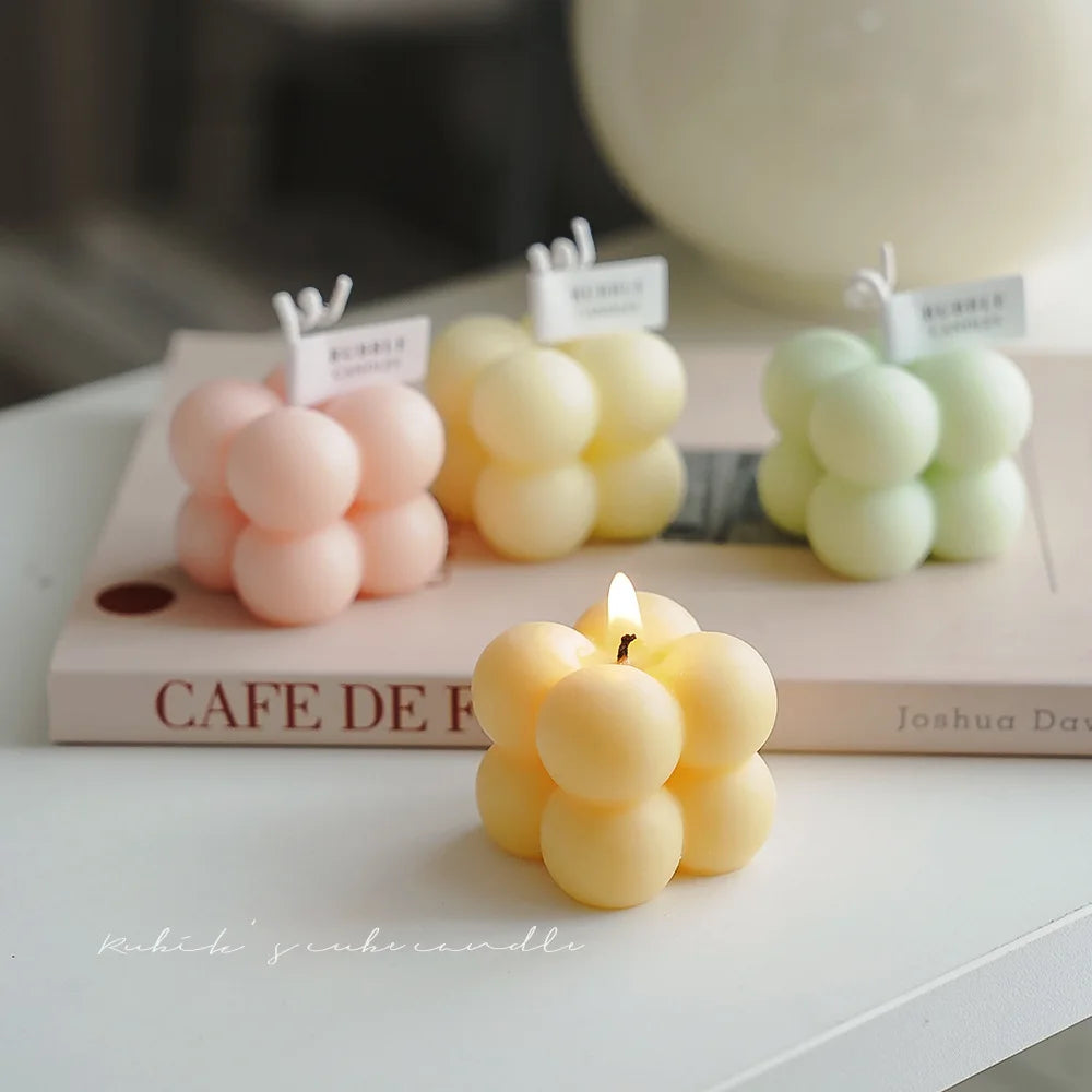 small handmade scented soy wax cube candle