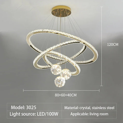 Modern crystal LED chandelier with gold star finish - vue 14 sur 13
