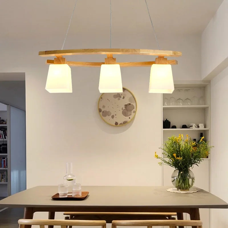 Modern wooden pendant light in nordic japanese style for contemporary spaces