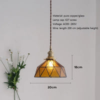 Nordic vintage brass and glass pendant light