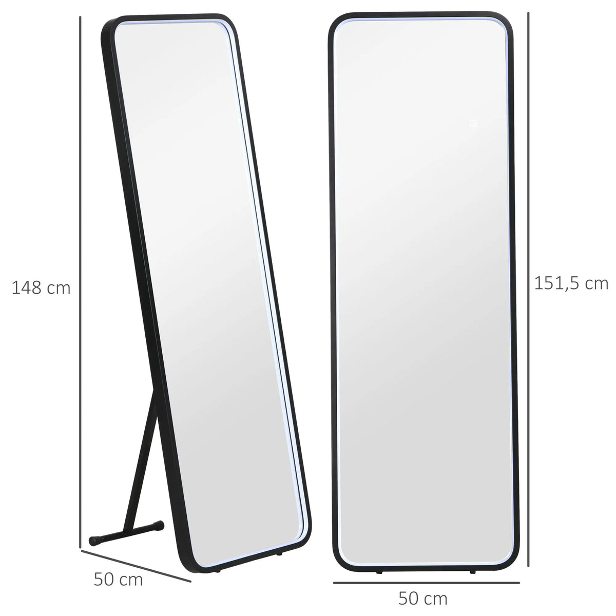 HOMCOM full body mirror with LED lights 151.5x50 cm memory function