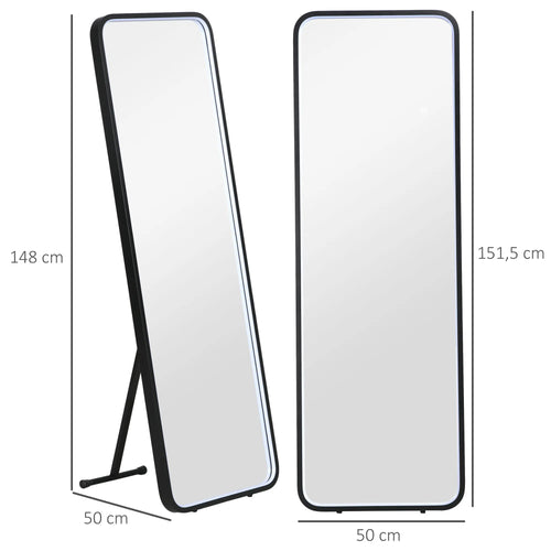 HOMCOM full body mirror with LED lights 151.5x50 cm memory function