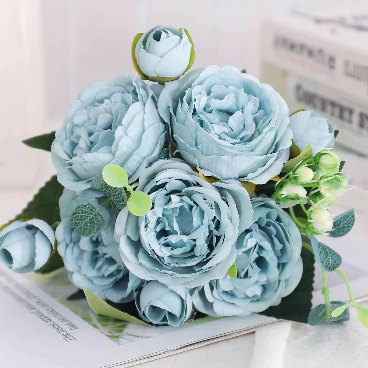Artificial silk peony and hydrangea bouquet for wedding and home decoration - vue 39 sur 40