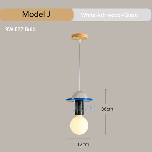 Modern wooden chandelier with LED for home