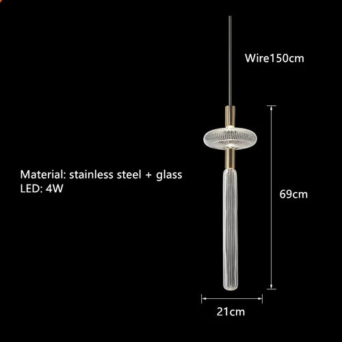 Adjustable nordic clear glass light tube pendant - vue 14 sur 20