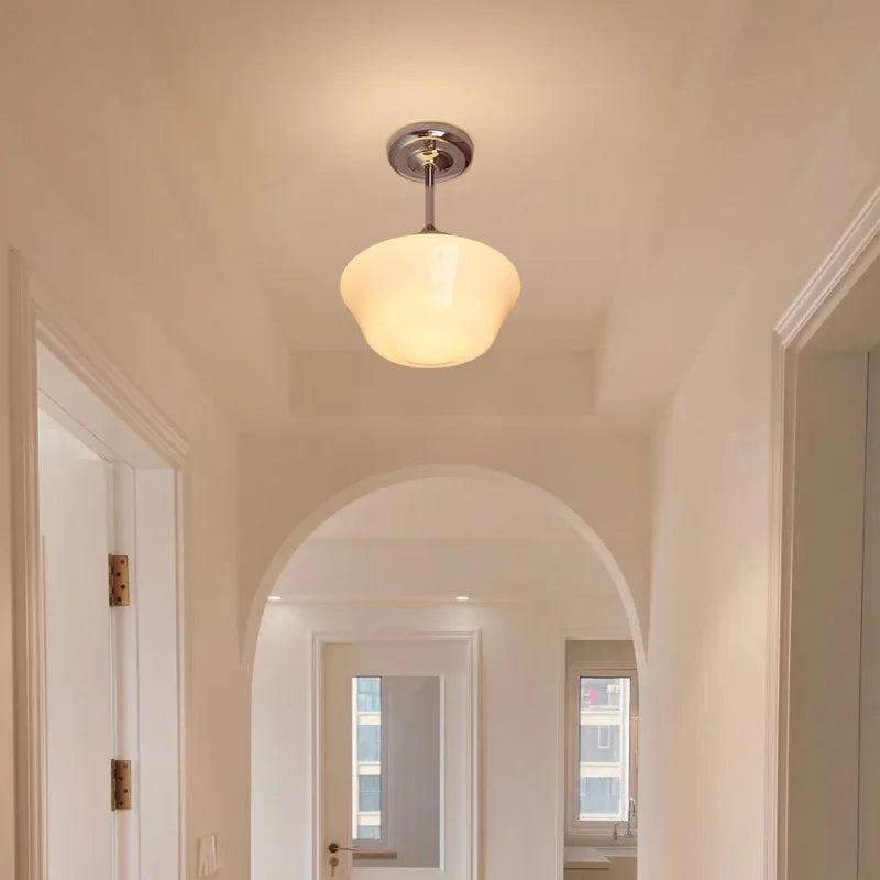 Medieval Bauhaus glass ceiling lights for porch and balcony, simple bedroom and hallway chandeliers - vue 6 sur 8