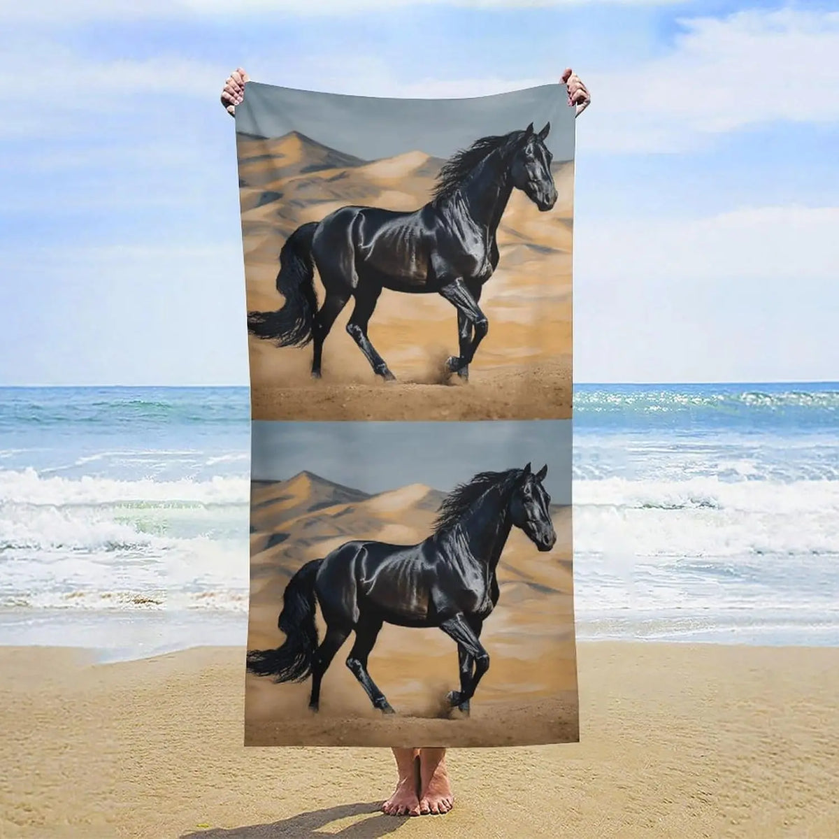 Lightweight cartoon print sand-free beach towel