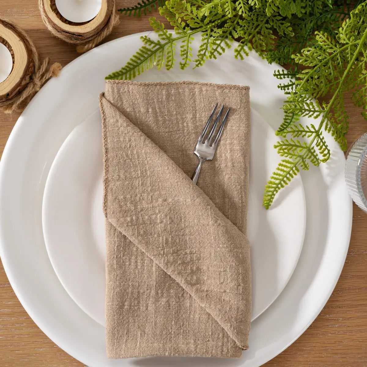 Set of 10 handmade cotton gauze napkins