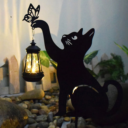 Decorative waterproof hanging solar lantern with cat silhouette, multifunctional - vue 4 sur 6