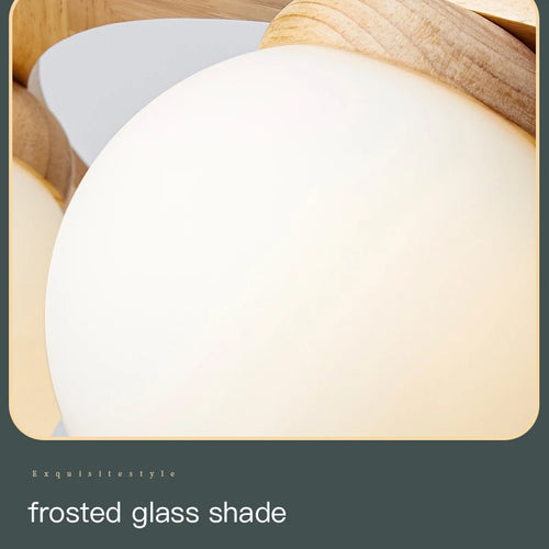 Modern wood and glass pendant light for interiors 2024 - vue 7 sur 13