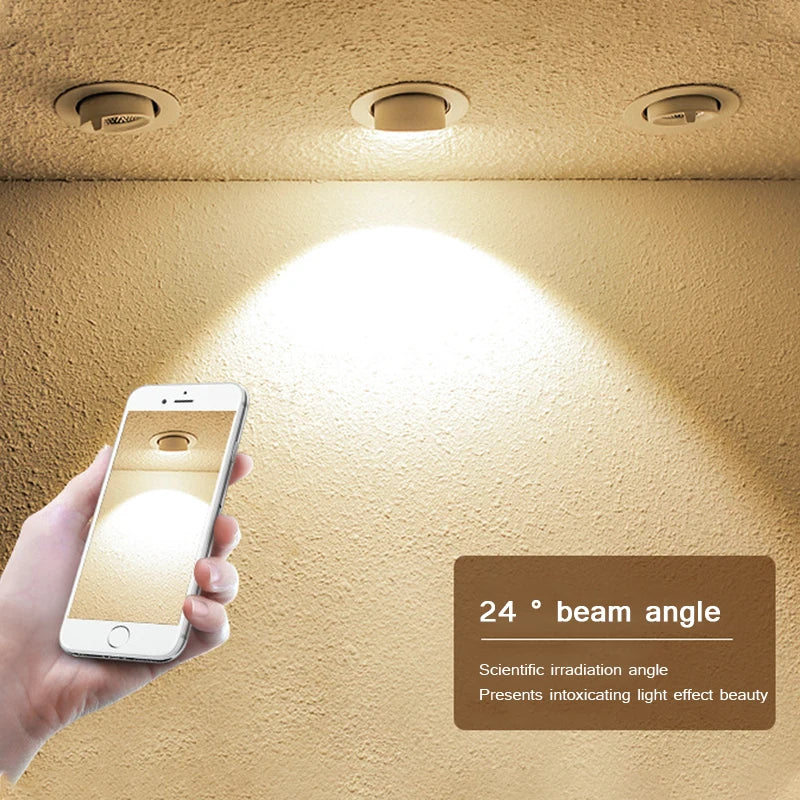 360-degree adjustable dimmable recessed LED spotlight - vue 3 sur 5