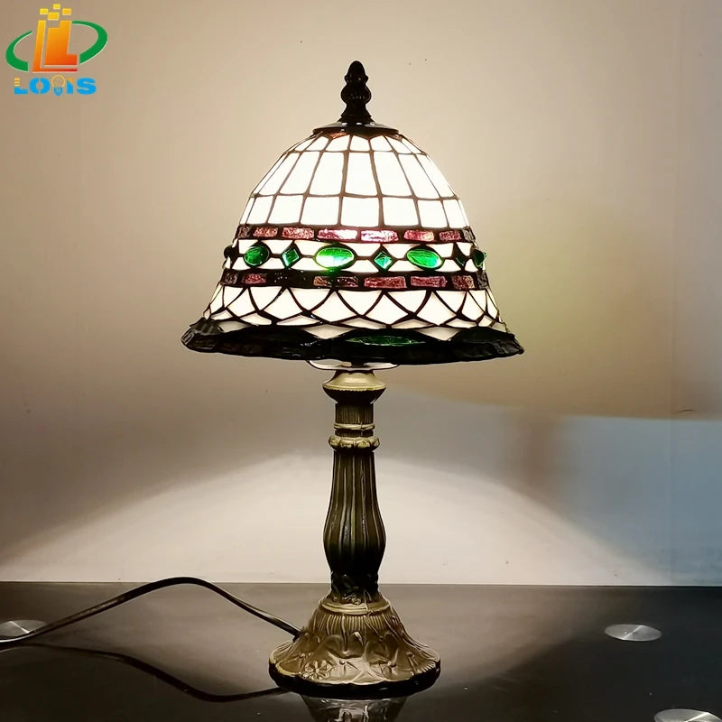 Antique decorative glass Tiffany-style table lamp