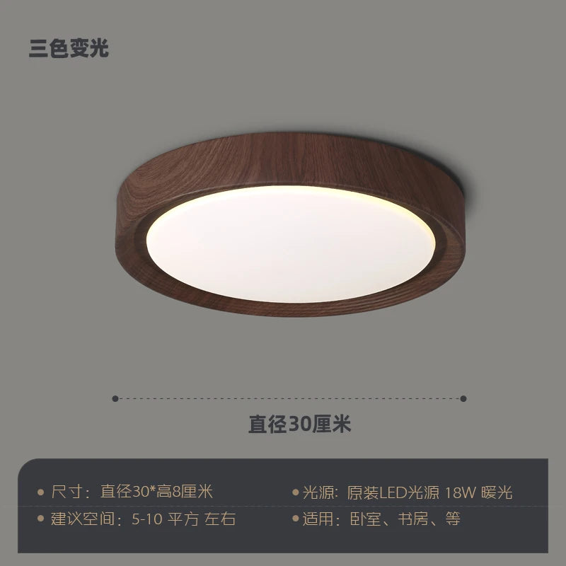 Nordic design wooden and iron decorative LED ceiling light - vue 11 sur 11