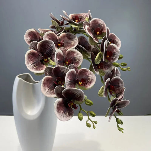 Decorative artificial butterfly orchid flowers in cotton and silicone - vue 6 sur 12