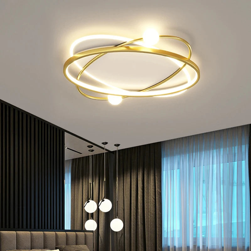 Modern LED ceiling light with remote control for interior decor - vue 3 sur 10