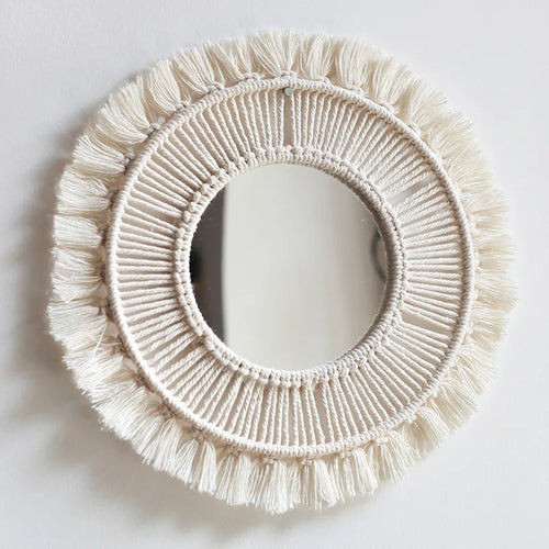 handmade bohemian nordic style decorative wall mirror - vue 3 sur 7