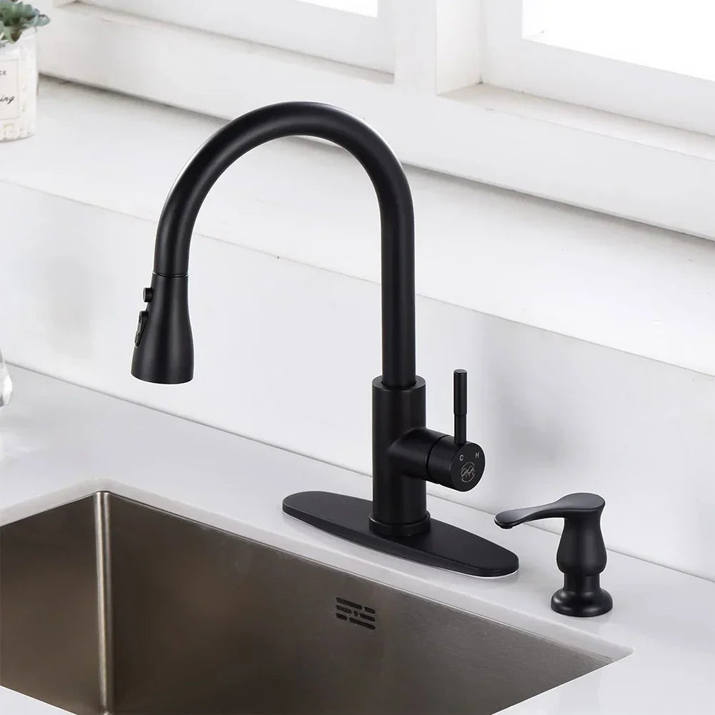 matte black brushed nickel kitchen soap dispenser - vue 3 sur 6