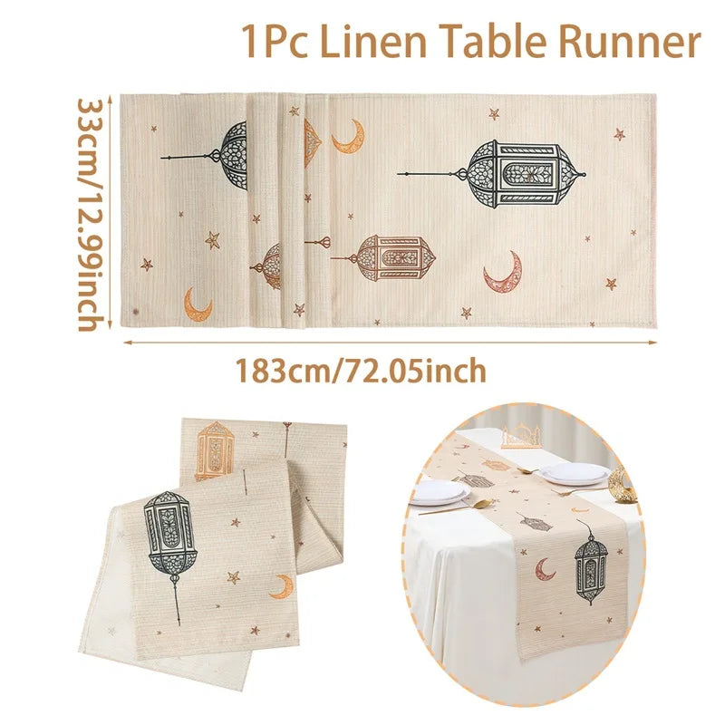 Ramadan table runner with lantern, moon and star motifs - vue 8 sur 9