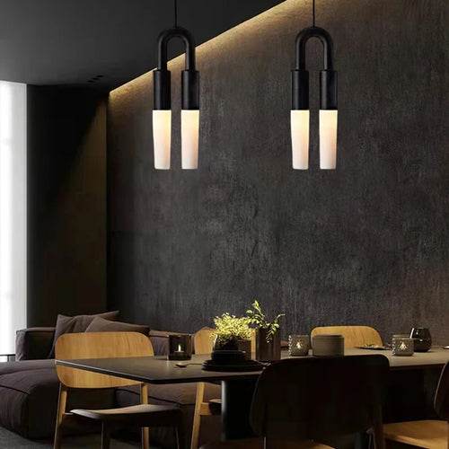 Modern LED pendant light in metal and acrylic with adjustable cord - vue 5 sur 6