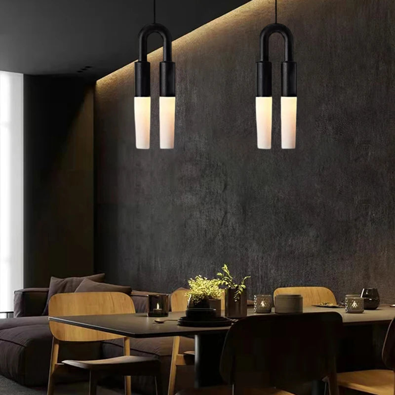 Modern LED pendant light in metal and acrylic with adjustable cord - vue 4 sur 6
