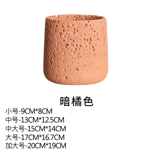 Nordic style cement flower pot with decorative tray - vue 19 sur 19