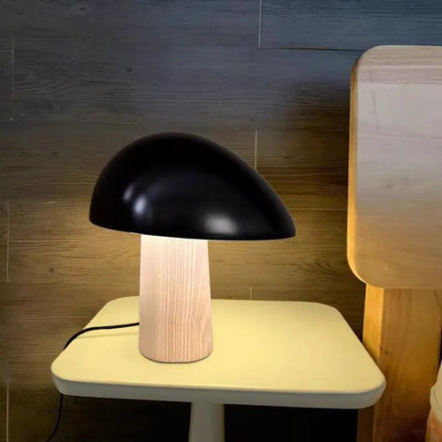 Nordic design wooden mushroom table lamp decorative lighting - vue 3 sur 8