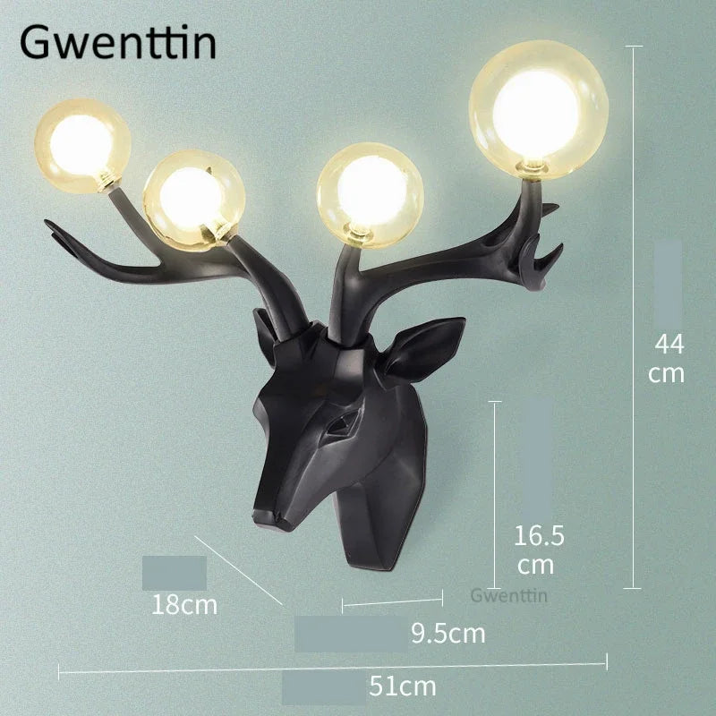 Modern resin LED deer antler wall light - vue 8 sur 9