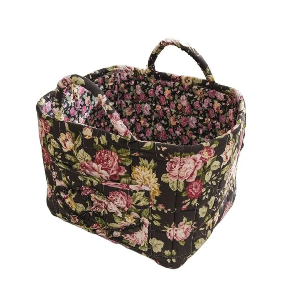 Pastoral style washable fabric storage basket stackable multi-use - vue 12 sur 16