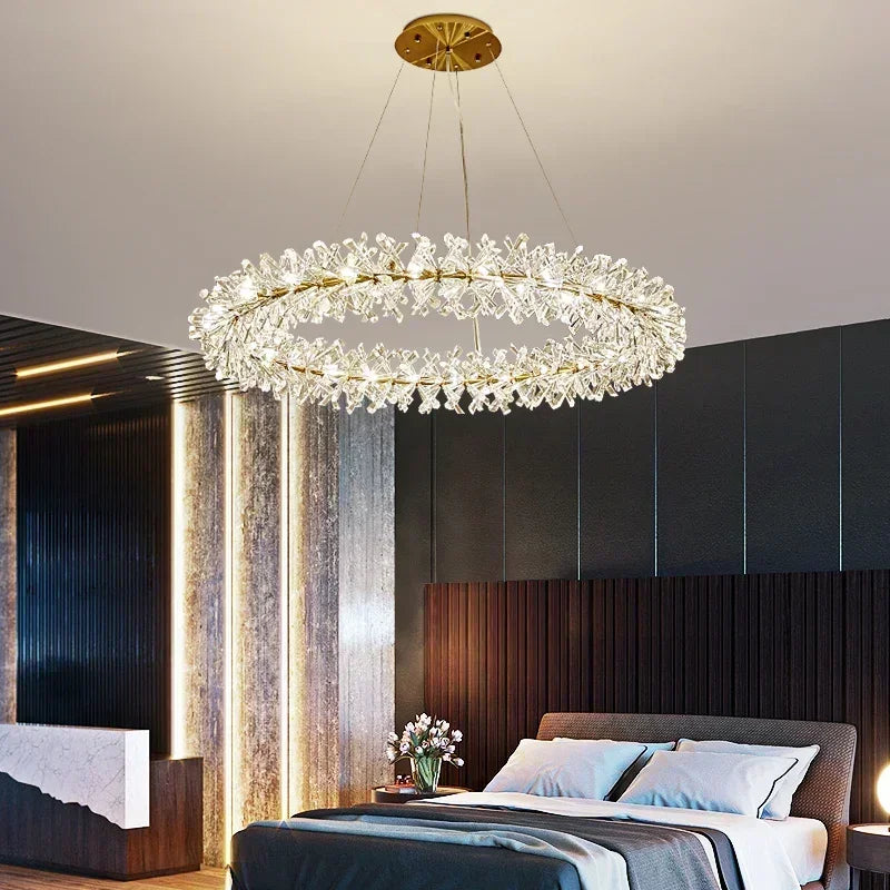 Modern clear crystal pendant light for interior decoration - vue 6 sur 13
