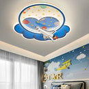 Children's indoor ceiling light with remote control rocket lights boy
