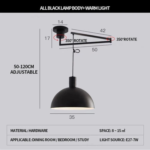 Modern foldable Nordic design telescopic chandelier for contemporary interiors - vue 13 sur 14